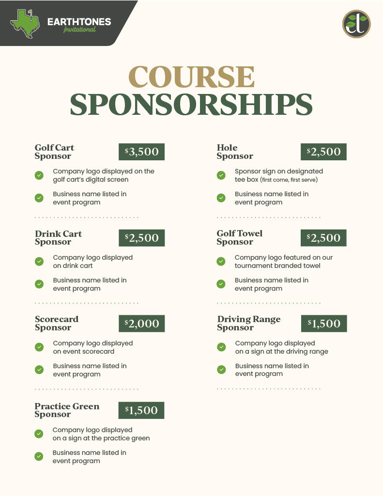 Course Sponsorship Options