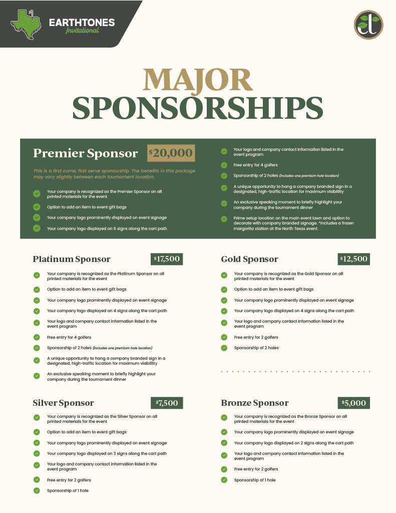 Major Sponsorship Options